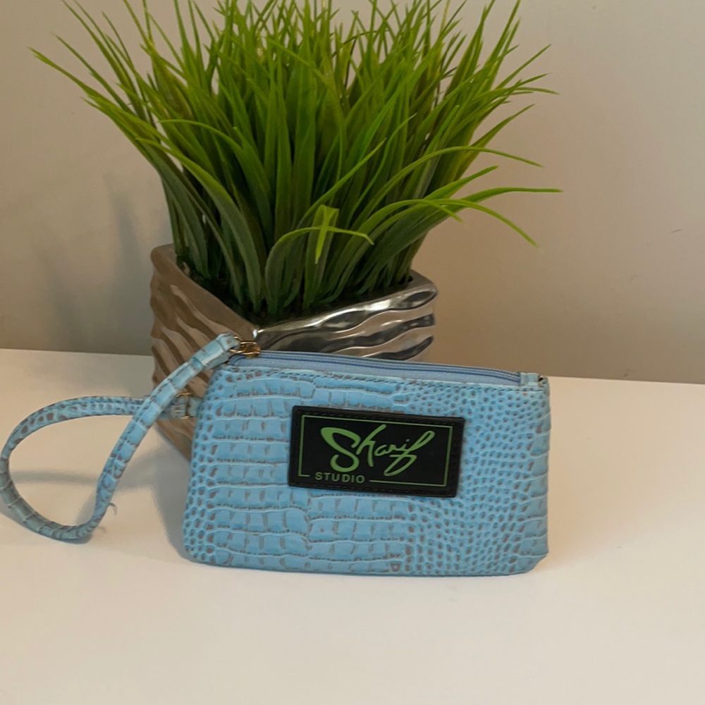 Sharif Studio Wristlet Croc Embossed Blue